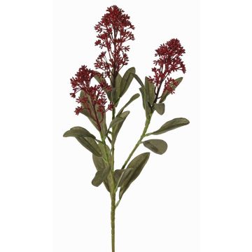 Konstgjord skimmie-gren LAUSANA med blommor, vinröd, 65cm, Ø7cm