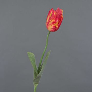 Konstgjord papegojatulpan UAKARI, röd-orange-grön, 65cm, Ø6cm