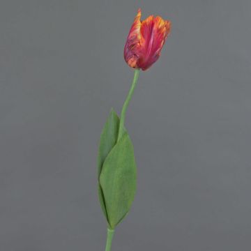 Konstblomma papegojatulpan UAKARI, röd-cerise-orange-grön, 65cm, Ø6cm