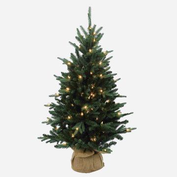 Konstgjord julgran HANKO, LED-lampor, jutesäck, 90cm, Ø60cm