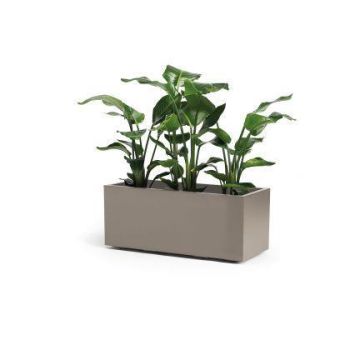 Rektangulär blomlåda NASTASJA av återvunnen plast, med vattenbehållare, hjul, taupe, 99,5x39,5x38cm, 102L