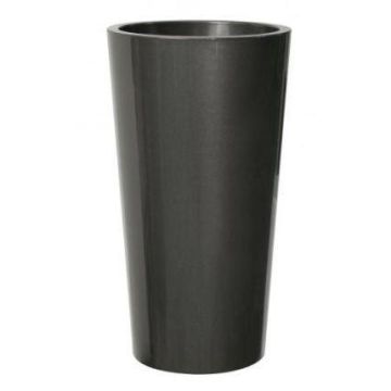 Rund, hög blomvas THERESITA av plast, med insats, bevattningsset, antracit, 61,5cm, Ø33cm