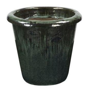 Blomkruka ELVORN av terrakotta, glaserad, färgövergång, jadegrön, 52cm, Ø55cm Blomkruka ELVORN av terrakotta, glaserad, färgövergång, jadegrön, 52cm, Ø55cm