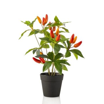 Konstgjord chiliväxt KIRKI med frukter, i dekorativ kruka, orange-röd, 35cm
