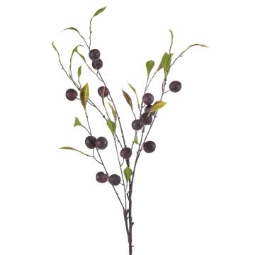 Konstgjord plommongren JOSIANA med frukter, mörkvioletta, 105cm
