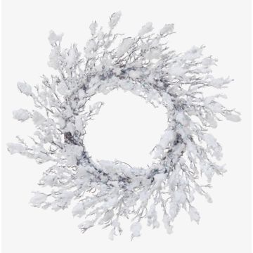 Konstgjord krans av vide EZIO, snötäckt, vit, Ø45cm