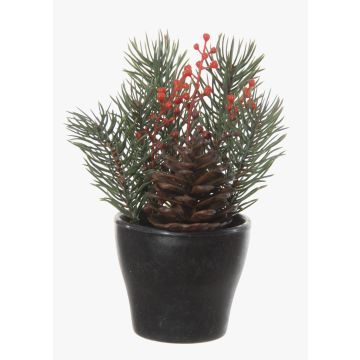 Konstgjord blomsterarrangemang med gran och skenbär NIAM, dekorativ kruka, grön-röd, 14cm, Ø8cm Konstgjord blomsterarrangemang med gran och skenbär NIAM, dekorativ kruka, grön-röd, 14cm, Ø8cm