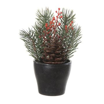 Konstgjord blomsterarrangemang med gran och skenbär NIAM, dekorativ kruka, grön-röd, 14cm, Ø8cm Konstgjord blomsterarrangemang med gran och skenbär NIAM, dekorativ kruka, grön-röd, 14cm, Ø8cm
