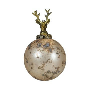 Julgranskula NUMI i glas, hjort, antikguld, Ø10cm Julgranskula NUMI i glas, hjort, antikguld, Ø10cm