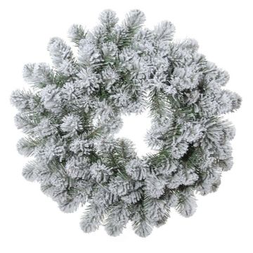 Dekorativ krans av gran FRANKLIN, snötäckt, vitgrön, Ø50cm Dekorativ krans av gran FRANKLIN, snötäckt, vitgrön, Ø50cm