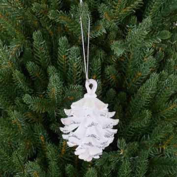 Akrylhängare i form av kott CATHARINA, glitter, vit-silver, 9cm, Ø7cm Akrylhängare i form av kott CATHARINA, glitter, vit-silver, 9cm, Ø7cm