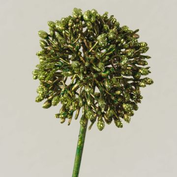 Konstgjord allium HELLA, glitter, grön-guld, 45cm, Ø8cm
