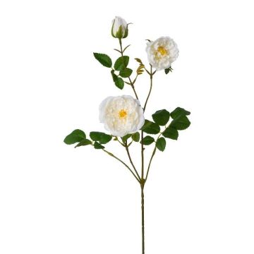 Konstgjord blomkvist, pion KROVEL, krämfärgad, 75cm