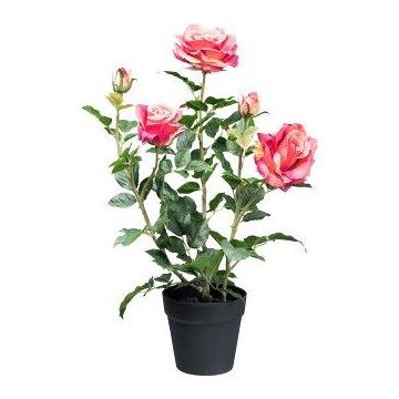 Konstgjord ros FURHYN i dekorativ kruka, cerise, 60cm Konstgjord ros FURHYN i dekorativ kruka, cerise, 60cm