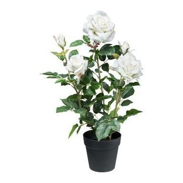 Konstgjord ros FURHYN i dekorativ kruka, vit, 60cm Konstgjord ros FURHYN i dekorativ kruka, vit, 60cm