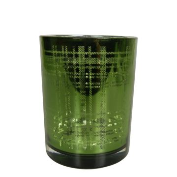 Tealjusglas CHRISTIANO med rutmönster, grönt-mat-silverglänsande, 12,5cm, Ø10cm Tealjusglas CHRISTIANO med rutmönster, grönt-mat-silverglänsande, 12,5cm, Ø10cm