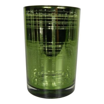 Tealjusglas CHRISTIANO med rutmönster, grönt-mat-silver-glänsande, 18cm, Ø12cm Tealjusglas CHRISTIANO med rutmönster, grönt-mat-silver-glänsande, 18cm, Ø12cm