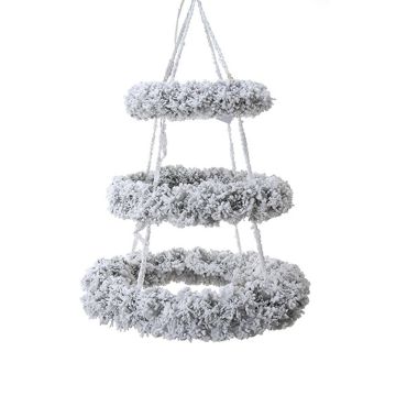 Konstgjord takkrans av gran NAVANTA, 3-stegs, snöklädd, vit, Ø90cm