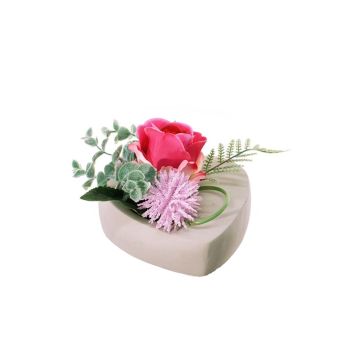 Konstgjord blomsterarrangemang med ros, Allium EIVOR, dekorativ kruka, cerise-rosa, 12cm, Ø17cm Konstgjord blomsterarrangemang med ros, Allium EIVOR, dekorativ kruka, cerise-rosa, 12cm, Ø17cm