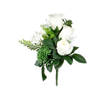 Konstgjord blomsterarrangemang med ros, ranunkel och allium HOKUNA, stödpinne, krämfärgad, 27cm, Ø20cm Konstgjord blomsterarrangemang med ros, ranunkel och allium HOKUNA, stödpinne, krämfärgad, 27cm, Ø20cm