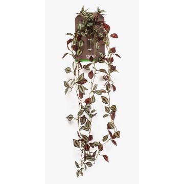 Konstgjord hängväxt Tradescantia zebrina SAELFES på stödpinne, grön-vinröd, 85cm