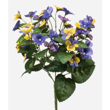 Konstgjord pensé NORHA på stödpinne, gul-blå-lila, 30cm