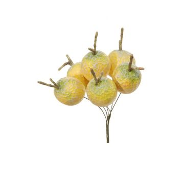 Dekorationsfrukt melon AUSAR med tråd, 6 st, gul, 6,5cm, Ø3,6cm