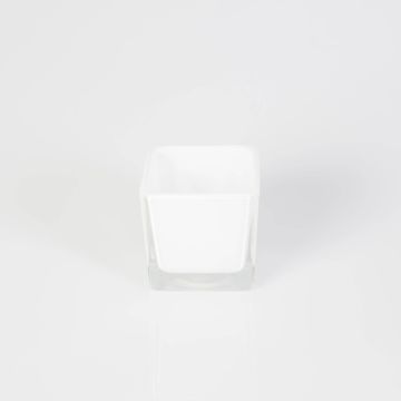 Te-ljushållare KIM EARTH i glas, vit, 6x6x6cm