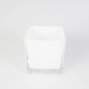 Tealichthållare KIM EARTH i glas, vit, 10x10x10cm