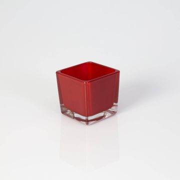 Värmeljushållare KIM EARTH i glas, röd, 6x6x6cm Värmeljushållare KIM EARTH i glas, röd, 6x6x6cm