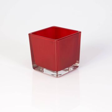 Tealichthållare KIM EARTH i glas, röd, 8x8x8cm
