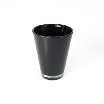 Konisk blomvas ANNA EARTH i glas, svart, 15cm, Ø11cm