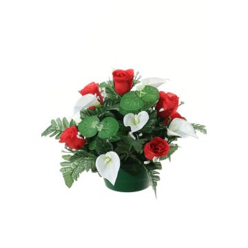 Konstblomsarrangemang med calla och ros VLADICA, dekorativ kruka, röd-vit, 27cm, Ø23cm Konstblomsarrangemang med calla och ros VLADICA, dekorativ kruka, röd-vit, 27cm, Ø23cm