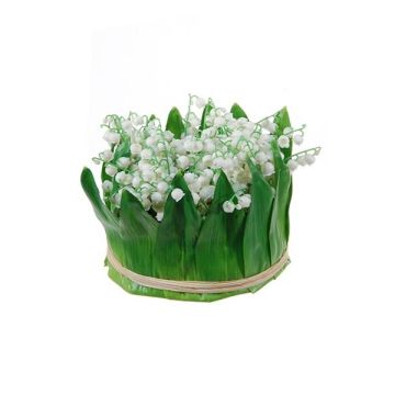 Konstgjord blomsterarrangemang med liljekonvaljer IKENNA, vit, 12cm, Ø16cm Konstgjord blomsterarrangemang med liljekonvaljer IKENNA, vit, 12cm, Ø16cm