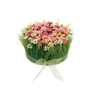Konstgjord blomsterarrangemang med prästkragar och gräs HAULANI, rosa-vit, 12cm, Ø20cm Konstgjord blomsterarrangemang med prästkragar och gräs HAULANI, rosa-vit, 12cm, Ø20cm