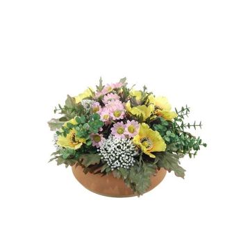 Konstgjord blomsterarrangemang med anemoner och astilbe IGNATIO på tallrik, gul-rosa, 17cm, Ø28cm Konstgjord blomsterarrangemang med anemoner och astilbe IGNATIO på tallrik, gul-rosa, 17cm, Ø28cm