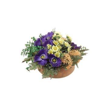 Konstgjord blomsterarrangemang med anemoner och astilbe IGNATIO på fat, lila-gul, 17cm, Ø28cm Konstgjord blomsterarrangemang med anemoner och astilbe IGNATIO på fat, lila-gul, 17cm, Ø28cm