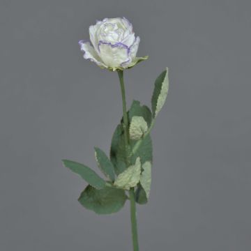 Konstgjord ros FREIDA, Eco Collection, vit-lila, 60cm, Ø4cm
