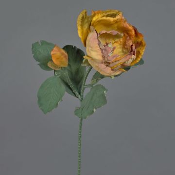 Konstgjord magnoliablomma GARETHO, Eco Collection, orange-gul, 70cm, Ø10cm