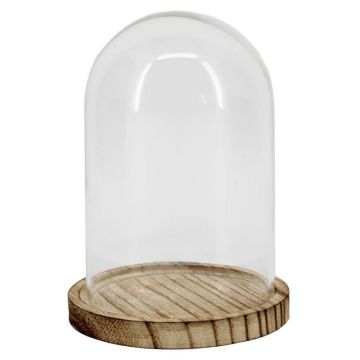 Glasklocka DANILLA med marmorerad träbotten, klar, 13cm, Ø9,5cm