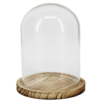 Glasklocka DANILLA med marmorerad träbotten, klar, 14,5cm, Ø11,5cm