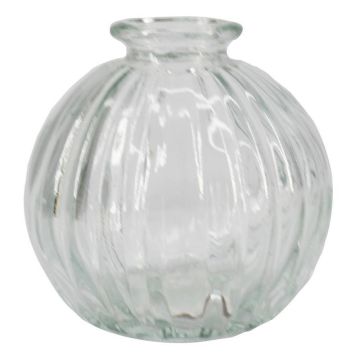 Liten glasflaska KARENAS med räfflor, klar, 8,2cm, Ø8,5cm