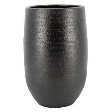 Vase i keramik DEIRA med ådring, mat svart, 50cm, Ø29cm
