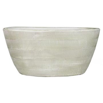 Kruka DELTA med räfflor, keramik, oval, ljusgrå-vit, 30x15x14cm