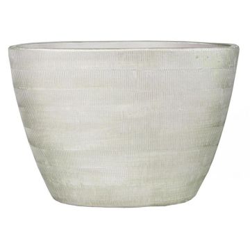 Kruka DELTA med räfflor, keramik, oval, ljusgrå-vit, 33x16,5x23cm