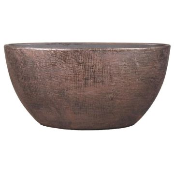 Planteringskruka AGAPE, keramik, oval, med ådring, koppar, 49x20x25cm