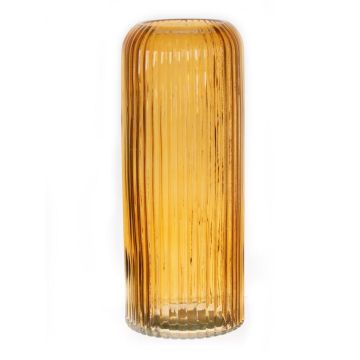 Glasvas ALBURGIS med räfflor, orange-klar, 25cm, Ø10cm