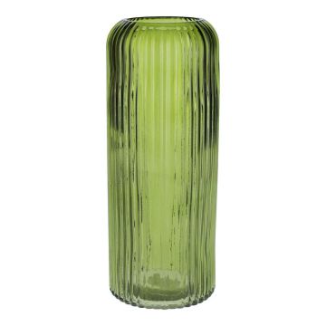 Glasvas ALBURGIS med räfflor, grön-klar, 25cm, Ø10cm