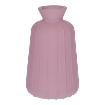Dekorativ glasflaska TATIANA med räfflor, mauve-mat, 11cm, Ø6,5cm