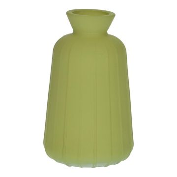 Dekorflaska TATIANA i glas med räfflor, olivgrön-mat, 11cm, Ø6,5cm